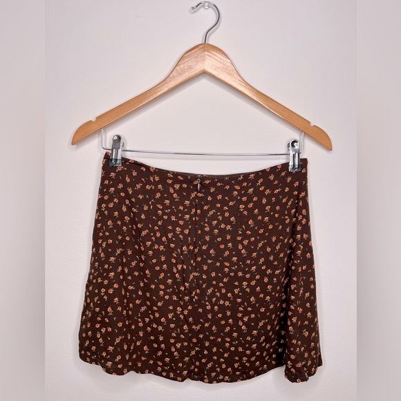 Garage Clothing Brown Mini Skirt with Pink Flowers - Picture 3 of 4